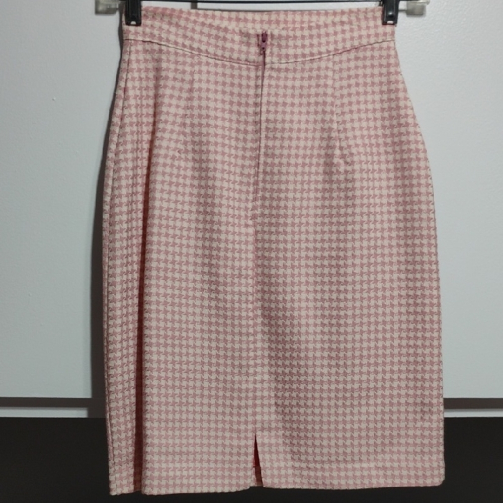 (XX-55) SALE! Blondie And Me Elegant Pink Houndstooth Women's Blazer & Skirt Set - Picture 7 of 9